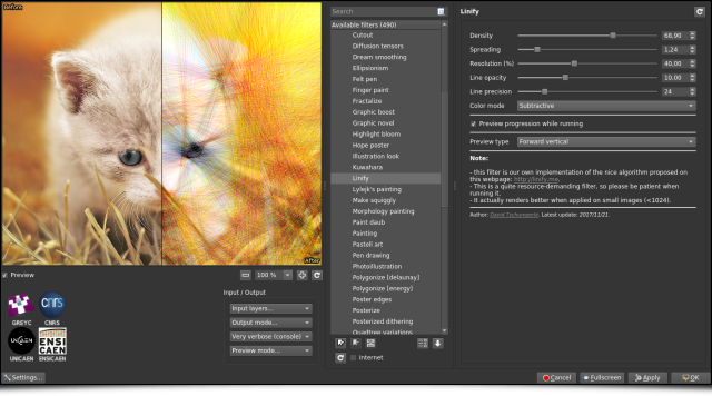 G'MIC linify 1